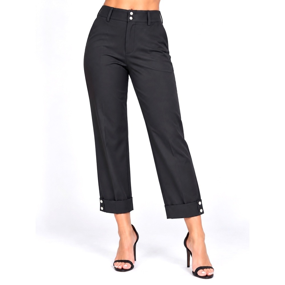 White House Black Market Ankle Pants Women 6 Black Excellent Rhinestone Satin